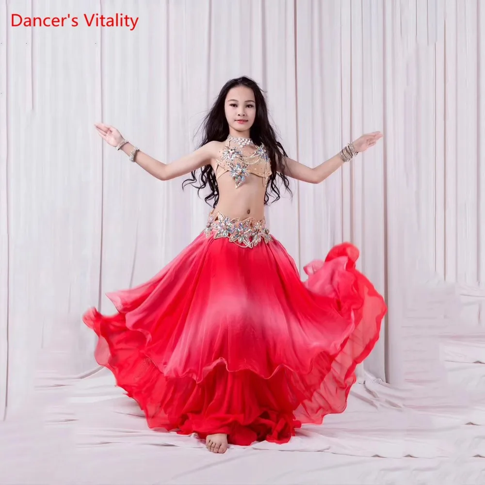 Конкурс танца живота девушки Mesh Set роскошный бюстгальтер + длинная юбка 2шт. Belly Dance