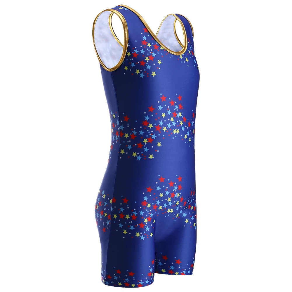 Гимнастический купальник с шортами для девочек Детский костюм без рукавов