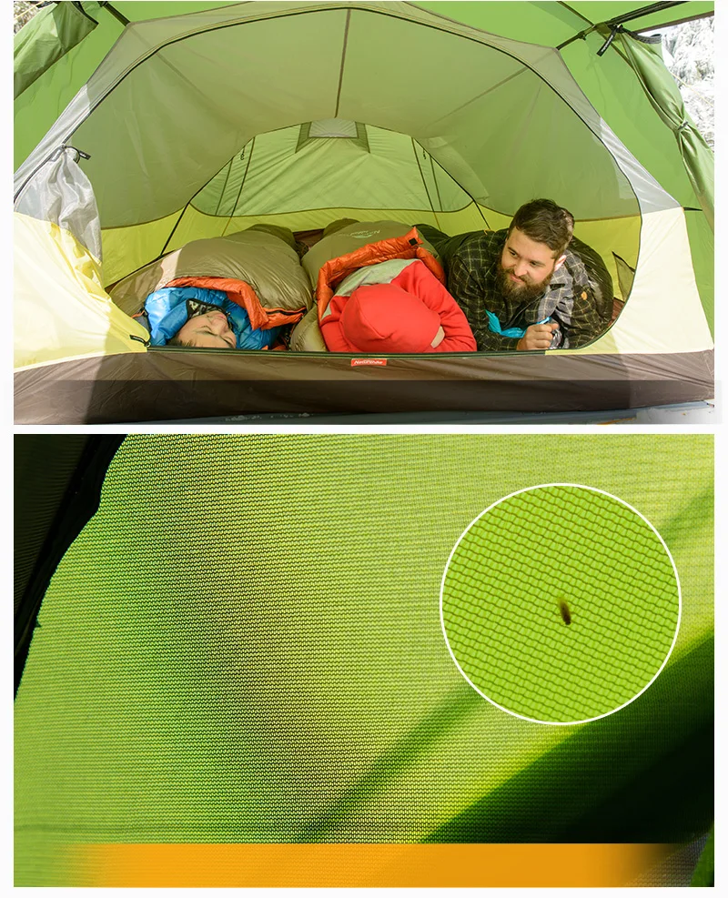 Naturehike сверхлегкий Opalus туннель палатка для 3 человек 20D/210 т ткань палатки кемпинга