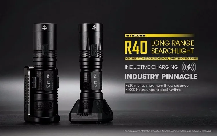 NITECORE R40 флэш-светильник 1000 люмен XP-L HI светодиодный белый светильник с перезаряжаемой батареей наружная поисковая ручная лампа