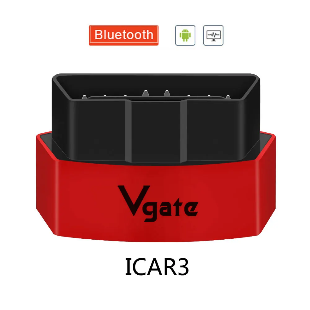 Vgate icar pro OBD2 ELM327 Bluetooth Автомобильный диагностический OBD OBD2 сканер elm 327 OBDII считыватель кодов odb2 диагностический адаптер Лидер продаж - Цвет: icar3-Red