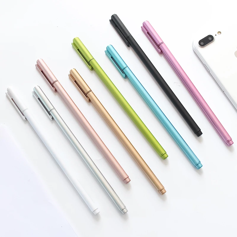 JIANWU 8pcs MUJI style 0.38 Metallic color simple neutral pen fashionable business gel set office supplies|gel set|muji 0.38gel |