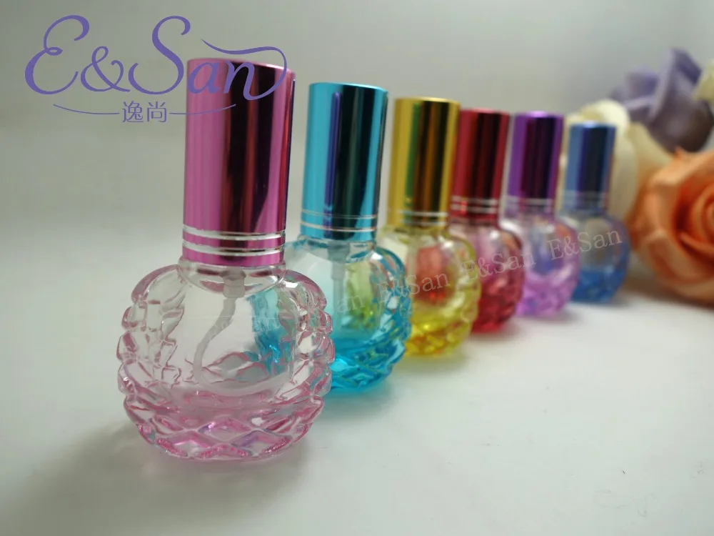 

100pcs/lot Spray-color cosmetic small perfume spray bottles gradient spherical glass P33-10ML