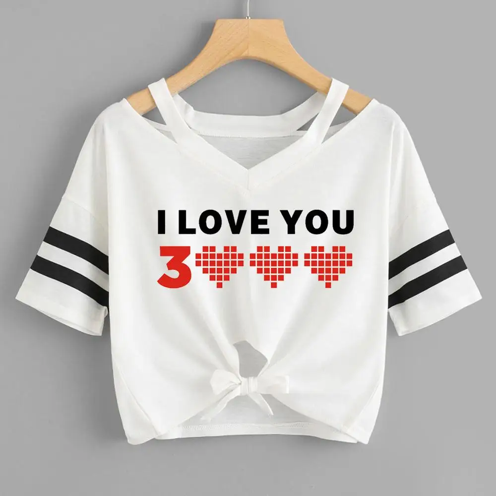Женская футболка Новая женская I Love You 3000 раз с узором короткая коротким рукавом