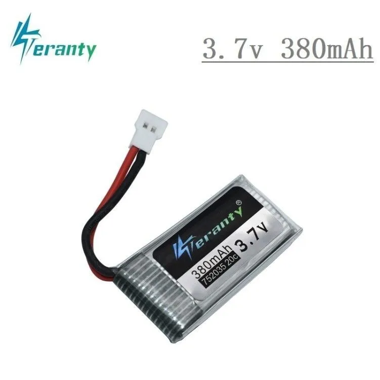 3,7 V 380mAh 752035 Lipo батарея запасная Замена для Hubsan X4 H107 H107L H107D JD385 JD388 RC самолета мульти-роторы 1s батарея