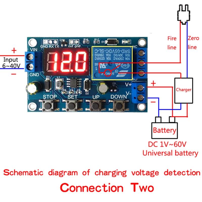 DC 6-40V Battery Charger Discharger Control Switch Undervoltage Overvoltage Protection Board Auto Cut Off Disconnect Controller