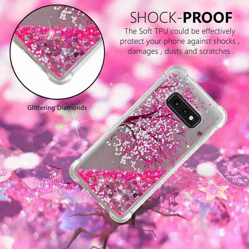 Phone Case For Samsung Galaxy S10 Lite Plus Glitter Shine Shockproof Quicksand Flower Back Cover Lovely S10e TPU Soft |
