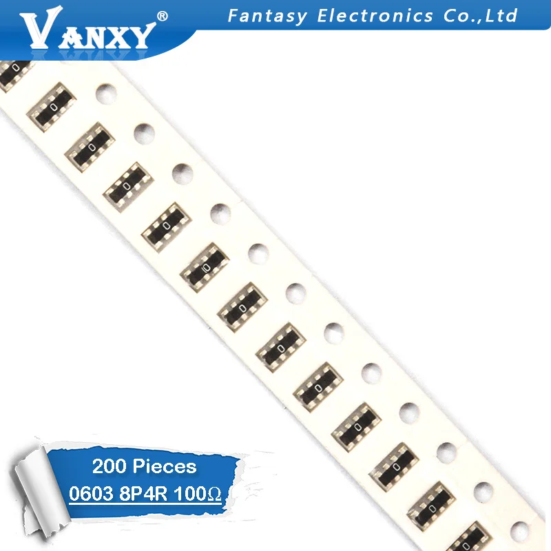200 шт. SMD изоляция 0603 8P4R 2*4P 100 Ом 100R сетевая резисторная матрица|resistor array|network resistor100