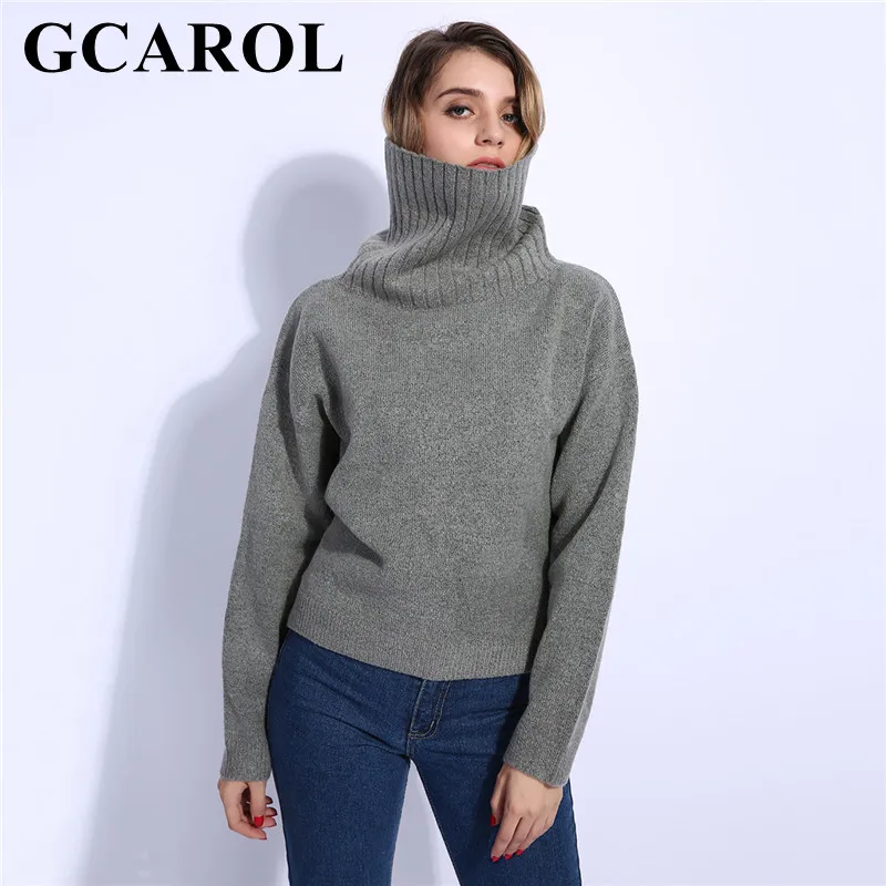 GCAROL осень-зима Для женщин Свитер с воротником 20% шерсть Высокое качество Завышение вязать топы мягкой руки короткий пуловер в 4 цвета свитер женский