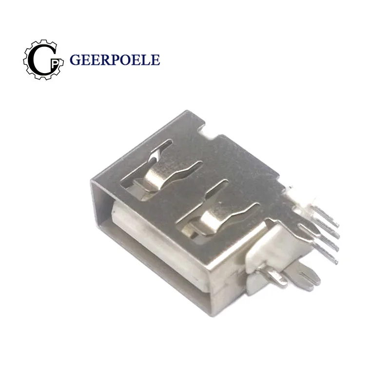 10 шт./лот Тип женский боковой вставкой USB Женский 4 Pin 180 градусов плоский разъем Jack Разъем короткое тело разъем usb 2,0