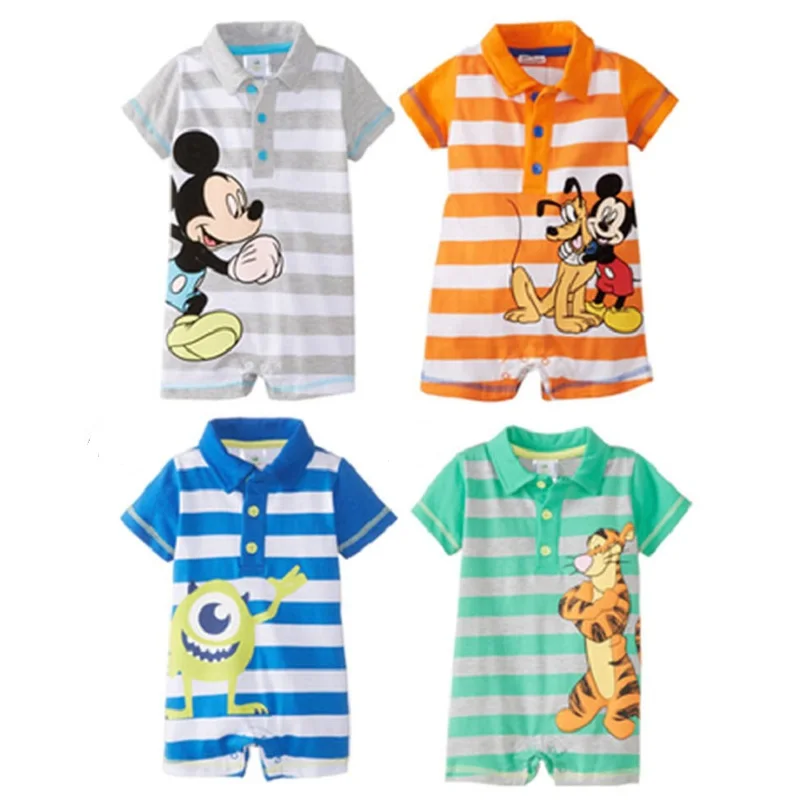 Новинка 2018 года Милый Летний комбинезон в полоску с рисунком для маленьких