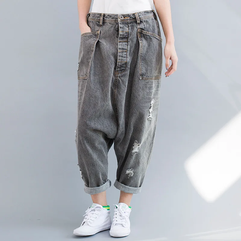 Для женщин осень 2018 г. джинсовые штаны джинсы для дамские шаровары личности