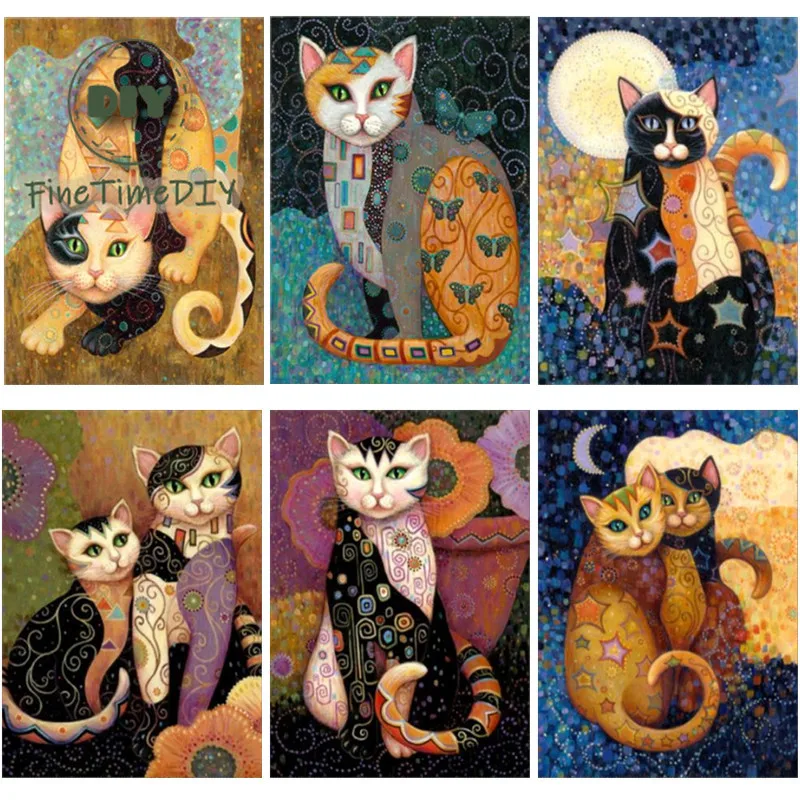 Набор для алмазной вышивки 5D FineTime мозаика с мультяшным котом ручная работа