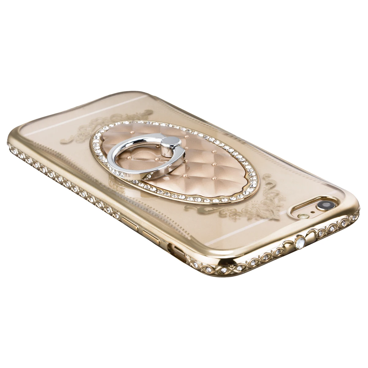 Ультра тонкий роскошный мягкий чехол для iPhone 6 6s Plus с кольцом из розового золота