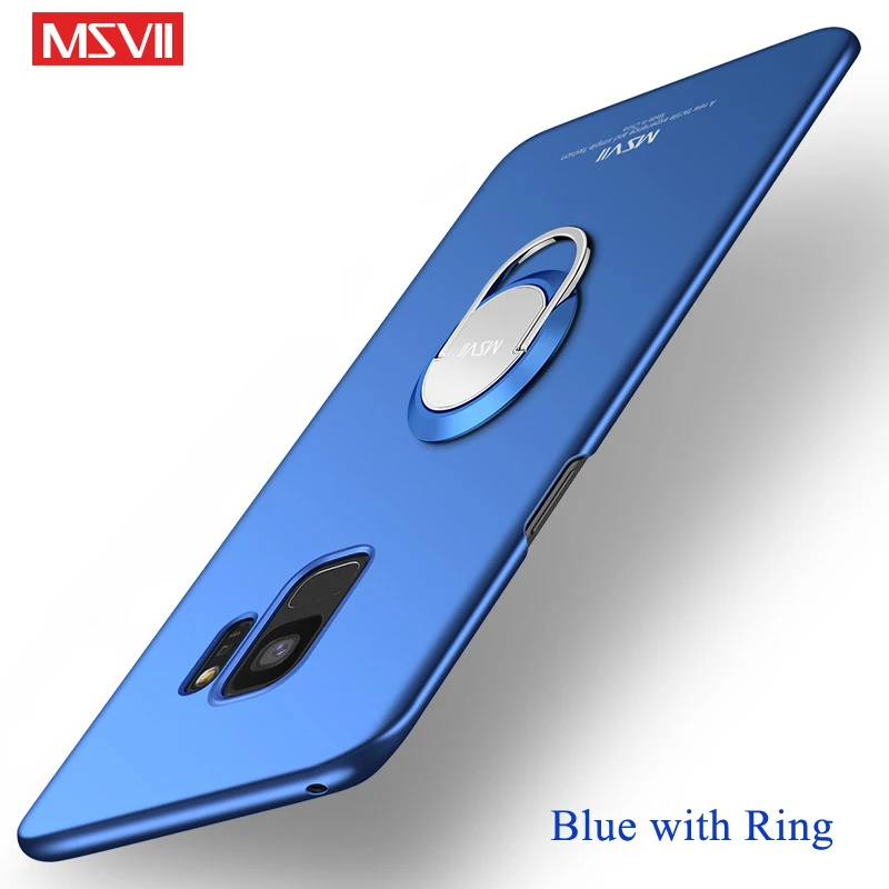 Blue with Ring Для samsung Galaxy S9 Plus чехол Msvii тонкий матовый чехол для samsung S9 Plus чехол автомобильный держатель чехол для samsung S9 S 9 чехол s - Цвет: Blue with Ring