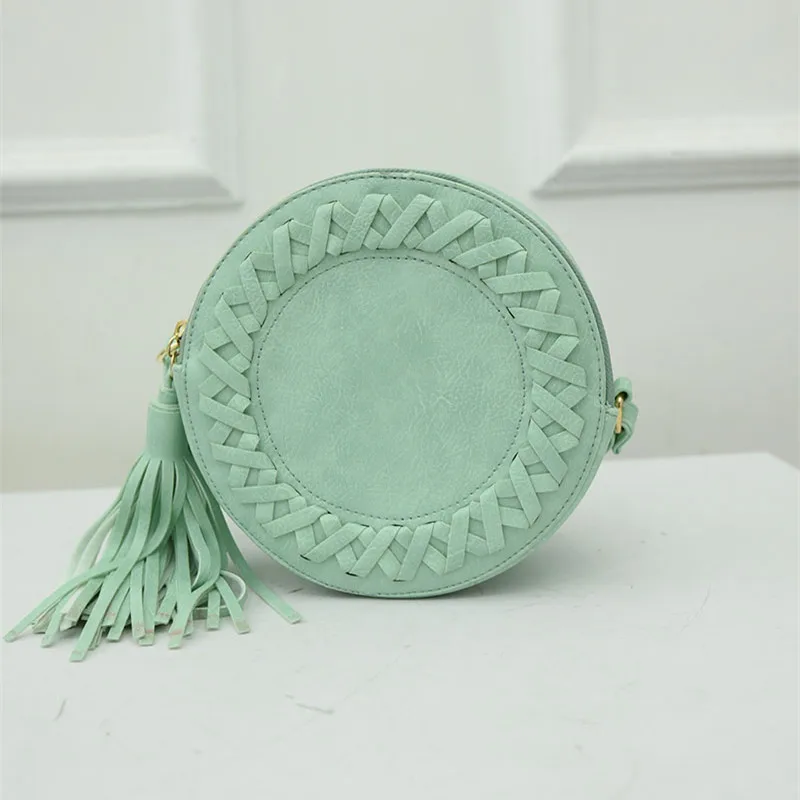 Женщины Круглый Кисточкой Тканые Crossbody Сумки Девушки Сумка Милые Дамы Вязание