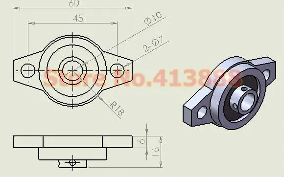 10 mm caliber zinc-aluminum alloy bearing KFL000 flange with pillow block wholesale free shipping | Обустройство дома