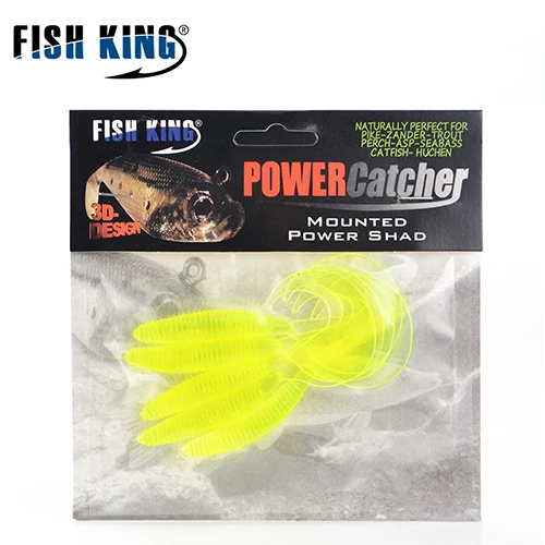 FISH KING 5 шт./лот, 9 см/5 г, Мягкая приманка для рыбалки, Мягкая приманка, Pesca Shad для рыбалки, свимбейт в форме червя, головка джига, аксессуары для ловли нахлыстом - Цвет: Цвет: желтый