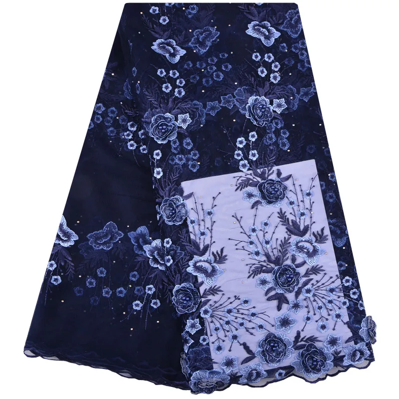 Beautiful Purple 3D Lace Fabric With Beads Flower Embroidered Appliques French Tulle 5 Yards For Dress F1233 | Дом и сад