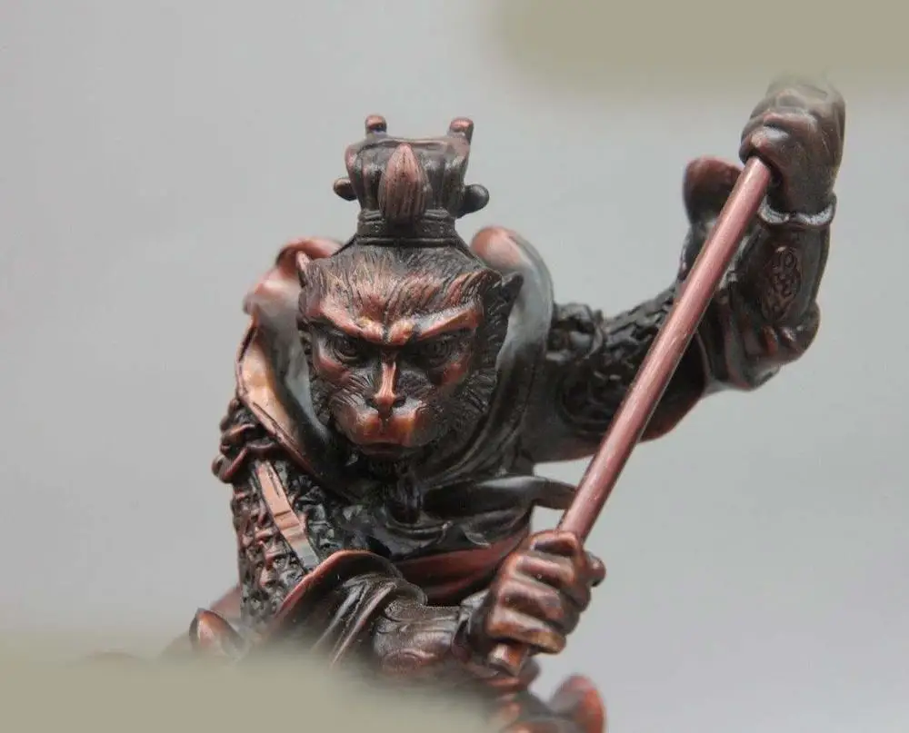 9 &quotКитай Красный Медь Бронза буддизм Sunwukong Король Обезьян Бог Статуя Будды (D0426) |