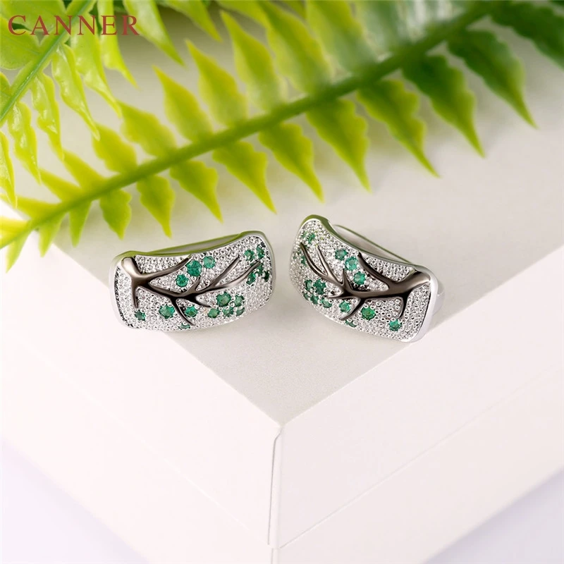 Exquisite Tree Branch Flower Earrings for Women Silver Color Micro Zircon Clip On 2019 Female Jewelry Party Earings C30 | Украшения и