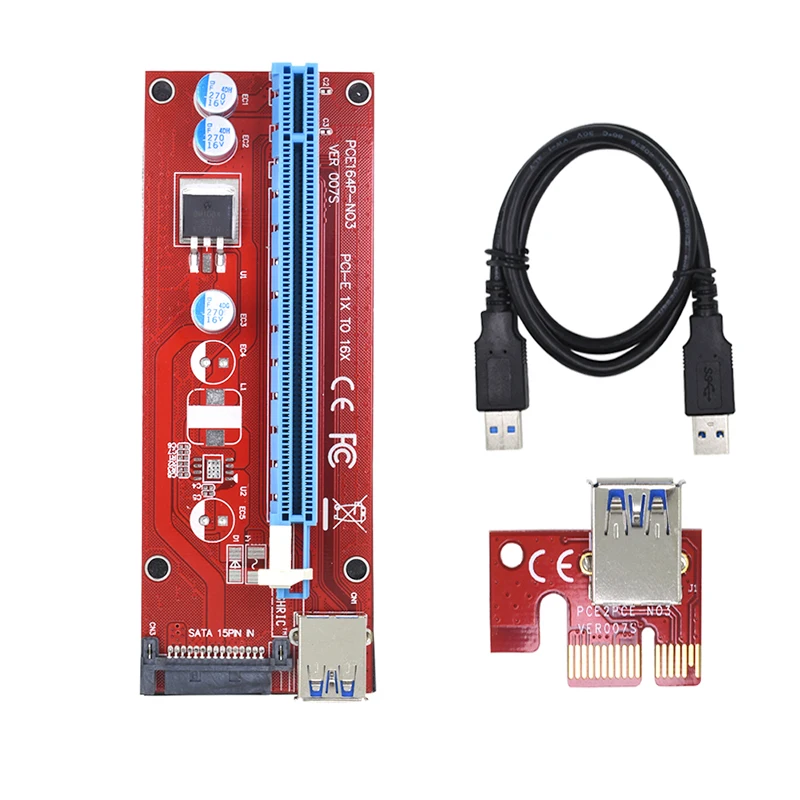 USB3.0 PCIE 16X 1X Видеокарта адаптер Riser card с USB удлинительным кабелем 60 см SATA 15pin вход питания для pc BTC Mining