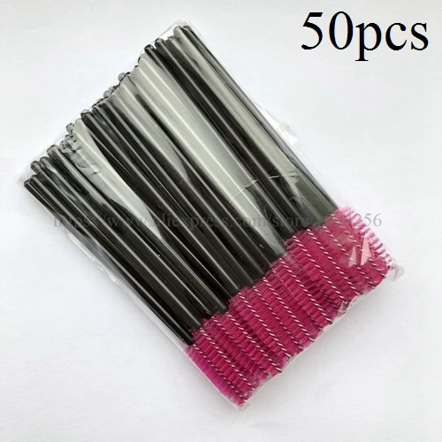 Black to Red 50/100 шт./упак. одноразовые красочные ресниц кисти пластиковая ручка тушь, губная помада, аппликатор для наращивания ресниц инструмент - Handle Color: Black to Red