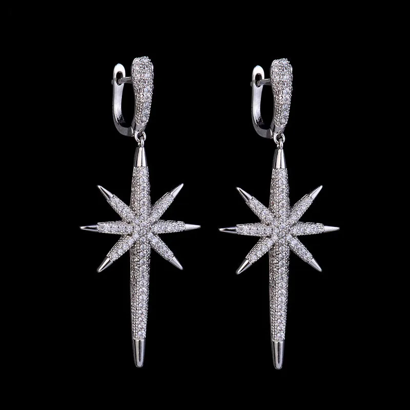 Серьги подвески женские с фианитом в форме звезды|brand earrings for women|earrings womenearrings women