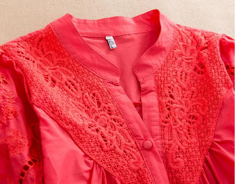 Женские хлопковые блузки большого размера с треугольным вырезом летние