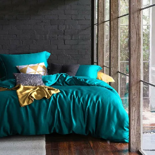 bedding set 7 Сплошной цвет лето мягкий Тенсел шелк постельное белье king size queen желтый пододеяльник мягкая простыня комплект parure de lit - Цвет: bedding set 7