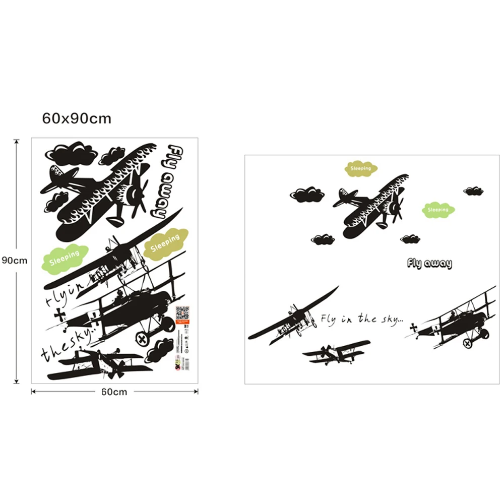 Съемные настенные наклейки с изображением летающих самолетов Art Decals Mural Wallpaper для домашнего украшения комнаты, самостоятельная наклейка Adesivo De Parede.