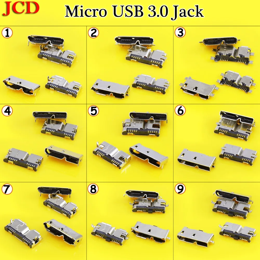 Высокоскоростной разъем JCD Micro USB 3 0 гнездо 10pin SMD & DIP для пайки печатных плат