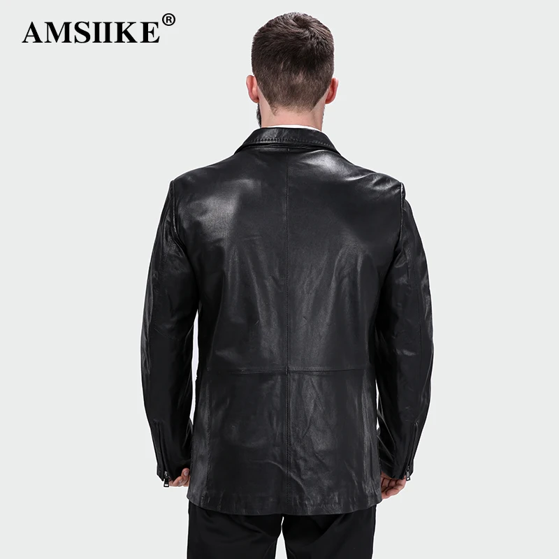 AMSIIKE Мужской Кожаный Пиджак С Английским Воротником A51087 | Мужская одежда