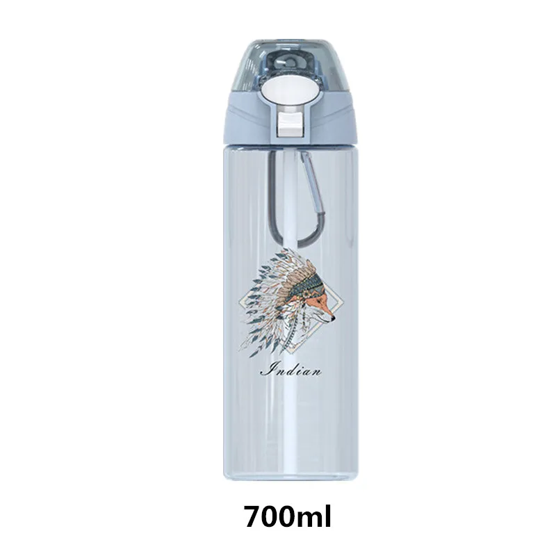 Blue-700ml Бутылка для воды, портативный шейкер для протеина, бутылка с соломинкой для спорта, кемпинга, туризма, детская бутылка для воды с крышкой, пластиковая чашка - Цвет: Blue-700ml