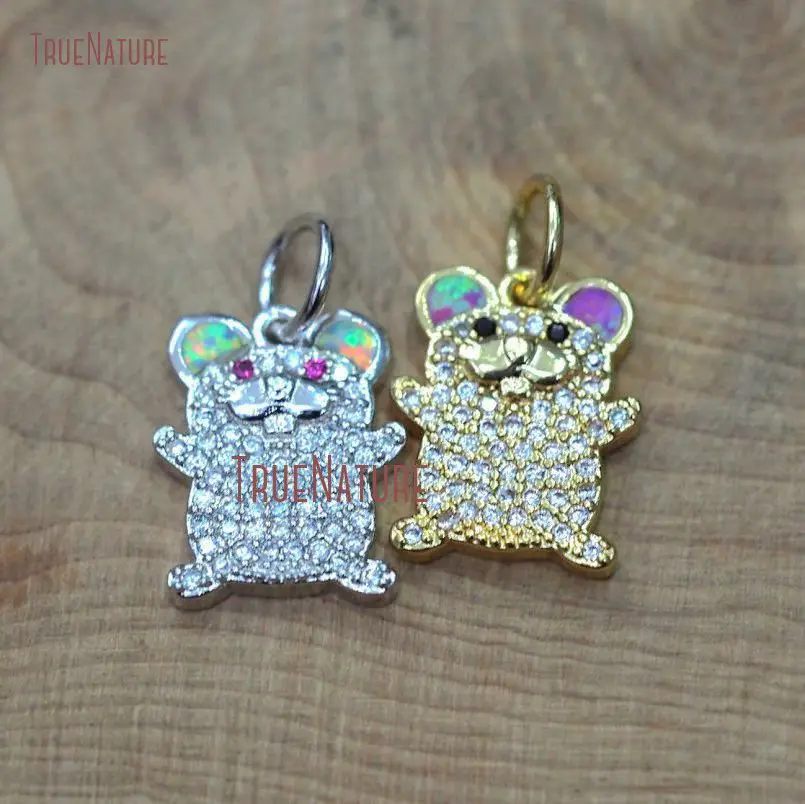 

Lovely Hamster Cute Jewelry Findings Gold Silver Electroplated Cubic Zircon Pave Micro Handmade Pendant In 12*15*2.5 mm PM9709
