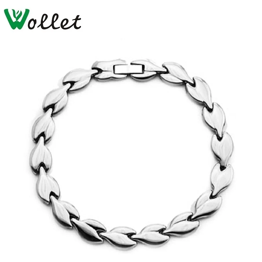 

Wollet Jewelry Titanium Magnetic Bracelet Silver Color Healing Energy for Men or Women （20CM）
