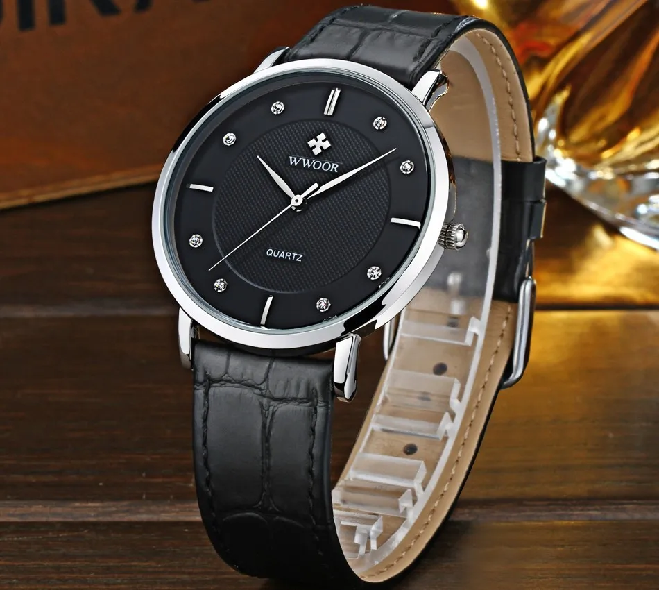 2016 роскошные Брендовые мужские часы ультра тонкие из натуральной кожи кварцевые