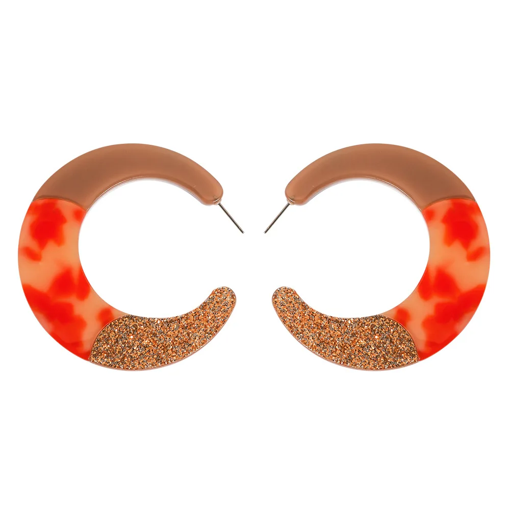 Женские серьги-пусеты круглые акриловые леопардовые серьги C-образной формы