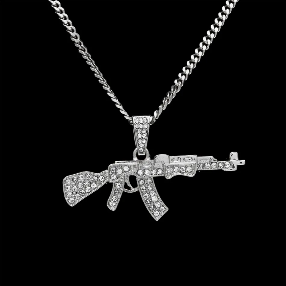 UWIN Мужская мода крутой AK47 пистолет кулон ожерелье хип хоп ювелирные изделия