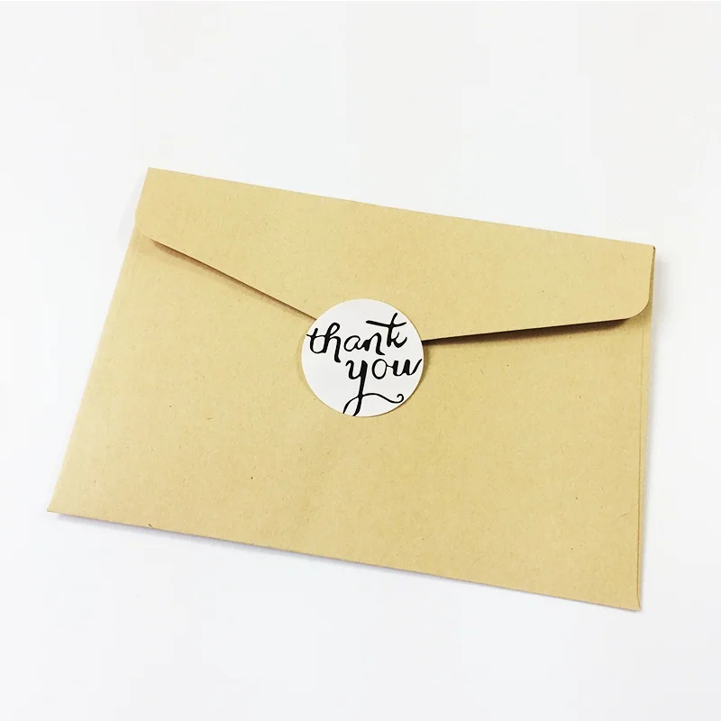 

100pcs/pack Vintage Round Cursive Script 'Thank You' Adhesive Kraft Seal Sticker For Baking Gift Handmade Prodruct Label Sticker