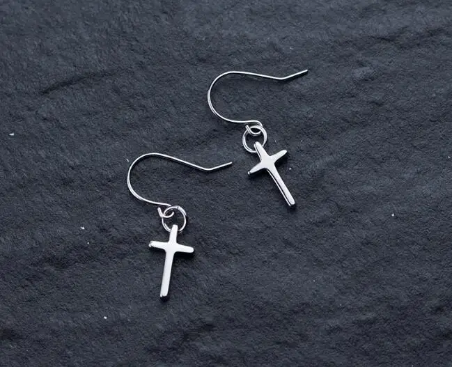 

Подлинные женские серебряные изящные украшения, висячие серьги-Крючки с крестом