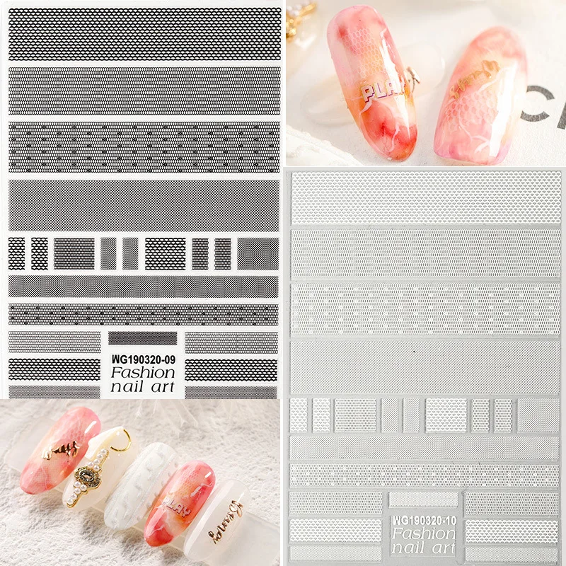 Черно белый 3d стикер для нейл арта 1 лист клейкая наклейка дизайна ногтей слайды