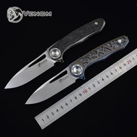venom harpoon folding knife m390 blade titanium outdoor camping hunting survival pocket kitchen fruit knife edc tool knives