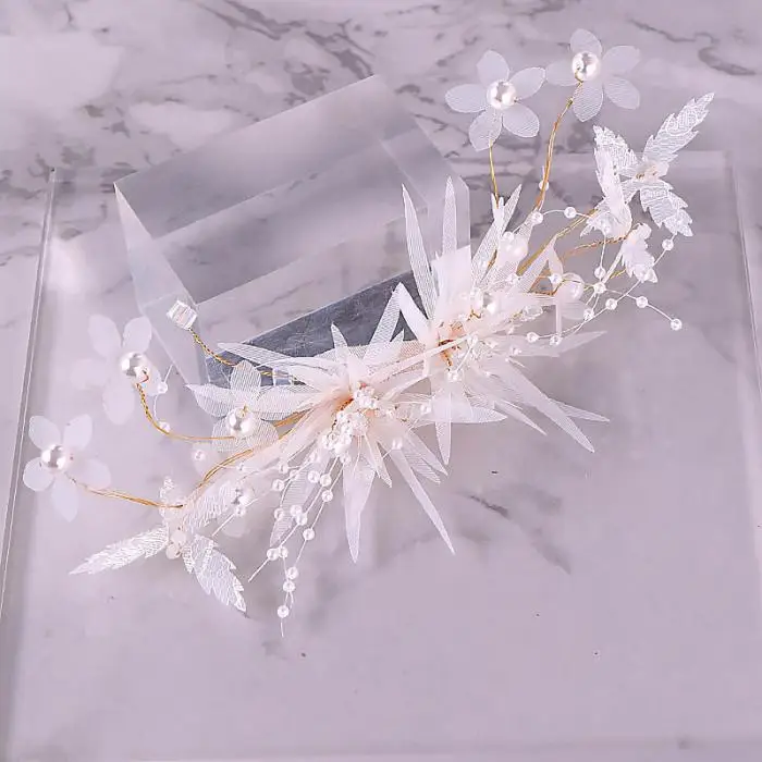 Sweet Korean Silk Yarn Flowers Handmade Bridal Hair Pins Headpiece Children's Performance Hairpin Tiara Headwear Hair Jewelry VL