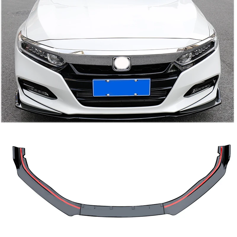 Carbon fiber Color 3 шт. переднего бампера для губ Защитная Крышка Honda Accord 10th поколения 10 Gen углерода волокно стиль/черный глянец - Цвет: Carbon fiber Color