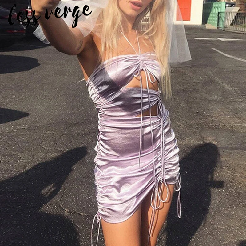 Lessverge сексуальная летняя блузка на бретелях атласное платье для женщин без