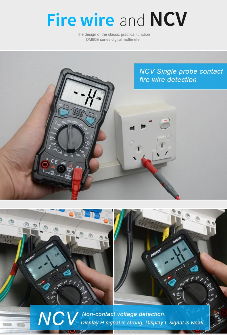 MESTEK DM90E мультиметр DC/AC Измеритель сопротивления тока NCV True RMS портативный цифровой мультиметр измерительный инструмент
