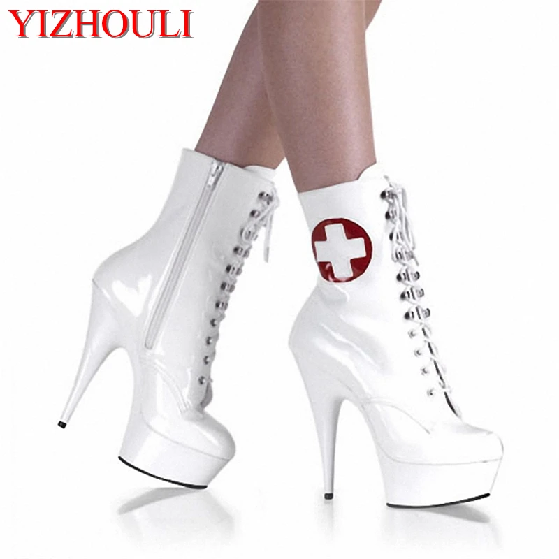 Женские ботинки из ПУ кожи на шнуровке высоком каблуке 15 см|pu leather boots|boots sexyleather boots