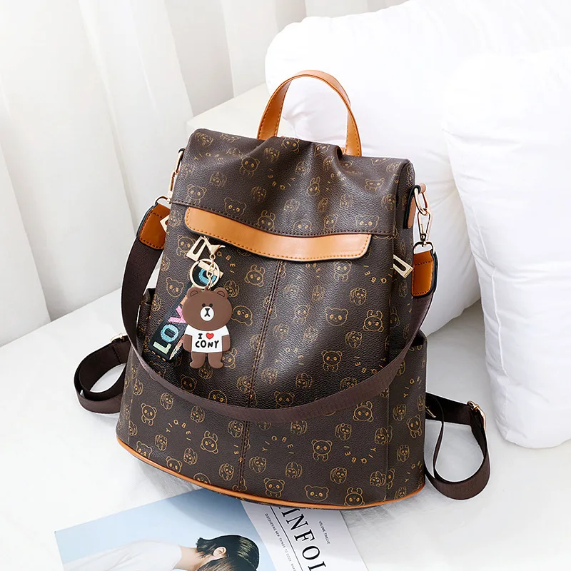 Распродажа, рюкзак Mochilas, женский рюкзак с животным принтом, Ретро стиль, женские школьные сумки с подвеской в виде медведя, повседневные сумки для книг, женские сумки с двойным плечом