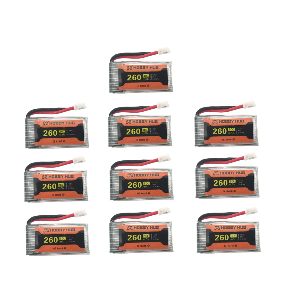 Светло-серый Батарея для H36 батарея 3,7 V 260mAh для Eachine E010 E011 E012 E013 Furibee F36 RC Квадрокоптер части 3,7 v Lipo батарея - Цвет: Светло-серый